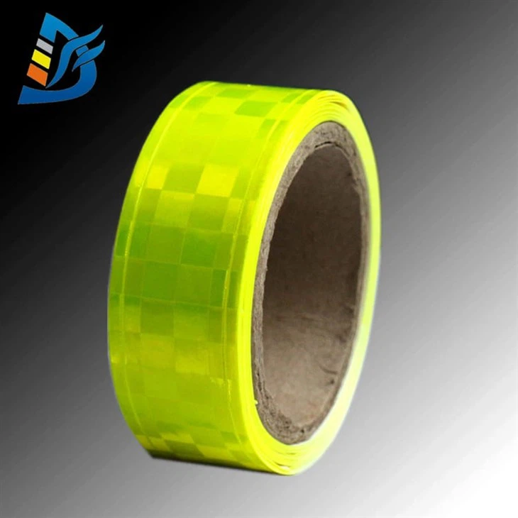 Fluorescent Yellow Checkered PVC Reflective Tape For Clothing